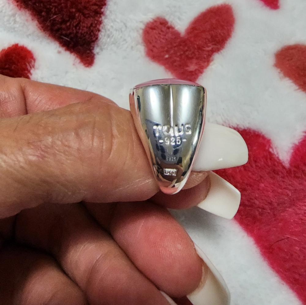 Tous Colors Pink Quartzite Silver Ring Sz 7 - Picture 6 of 10